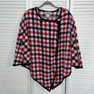 Anthony Richards Red White and Bkack Gingham Print Poncho / Size L-XL